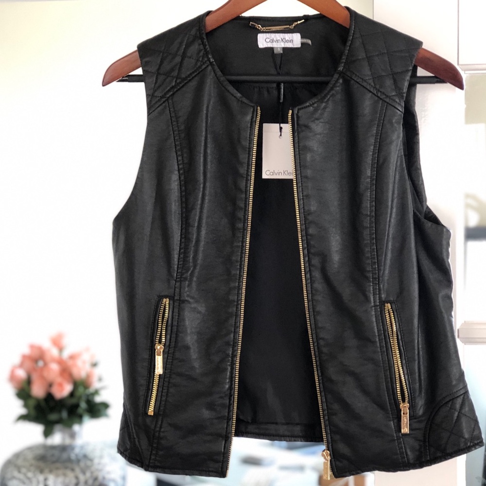 Black Leather Biker Vest